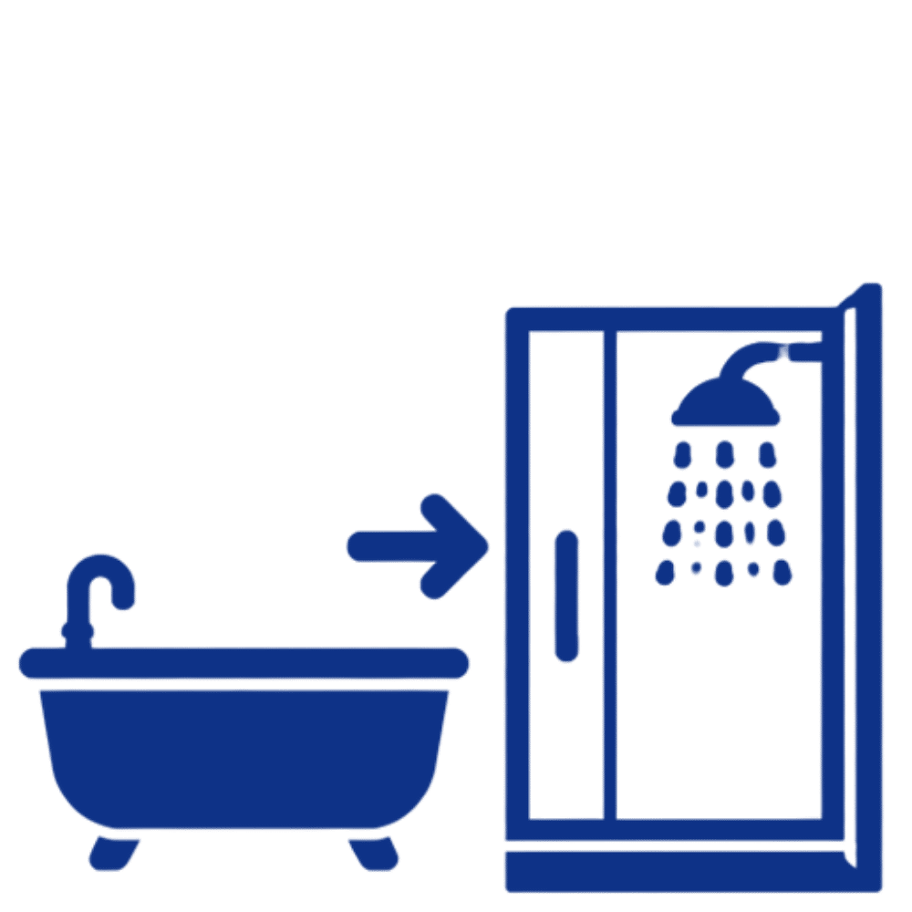 Tub-to-shower conversion icon