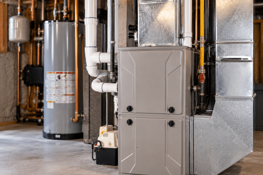 Furnace and water heater installed in a basement in Denver, PA