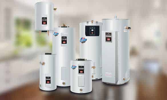 Lineup of residential tank water heaters